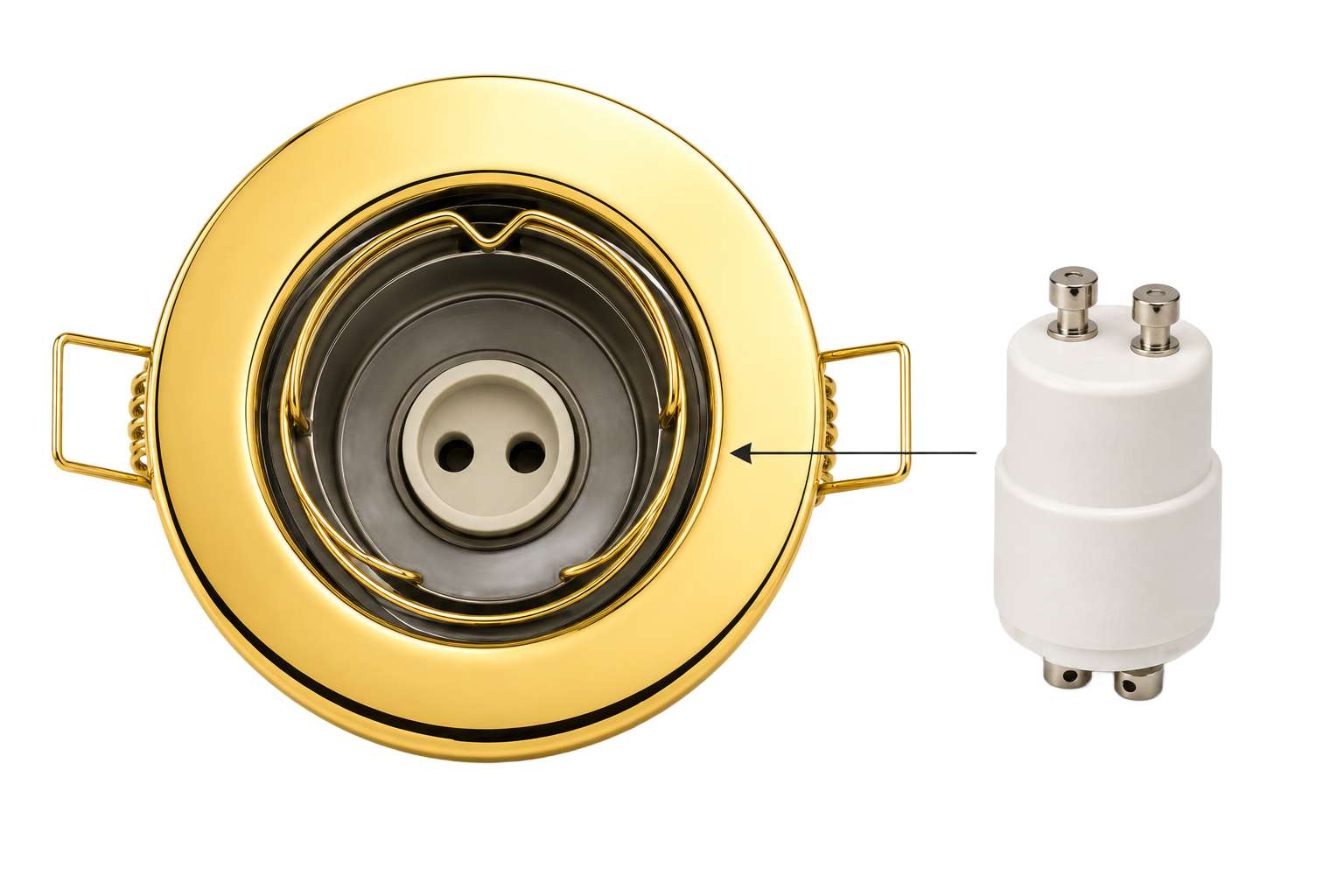 ARGUS CT-2114-G zlaté - detail patice Gx5,3 a možnost adaptéru  GU10